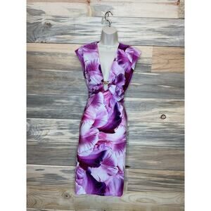 Roberto Cavalli Floral Fuxia Abito Al Ginocchio Woven dress Sz EUR 48 US 12